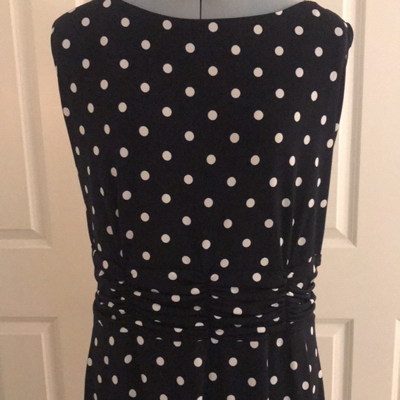 CJ Banks Navy Blue & White Polka Dot Sleeveless Dress Curves Ruched Waist Detai… - Picture 3 of 16